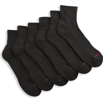 Reebok Big & Tall Vector 6-pk Quarter-Top Socks in Black at Nordstrom, Size 13Big
