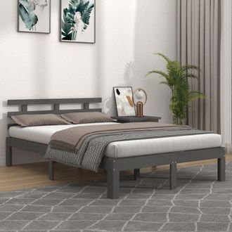 vidaXL Vidaxl - Estructura De Cama Sin Colch&oacute;n Madera Maciza Gris 200x200 Cm