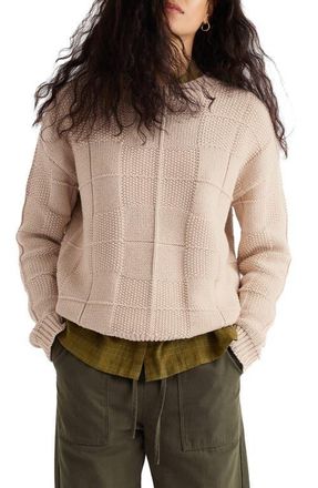 Seasalt Cornwall Hedge Rock Check Stitch Organic Cotton Blend Sweater in Knit Melange Aran at Nordstrom, Size 20 Us