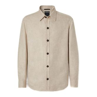 Ermenegildo Zegna Light Jackets, male, Beige, Size: L Overshirt in Cashmere, Linen and Silk