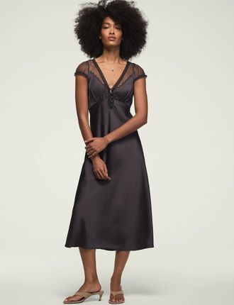 Lucky Brand Womens Short Sleeve Simone Lace Maxi Dress