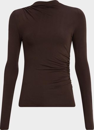 Rails Joelle Shirred Asymmetrical Mock-Neck Top