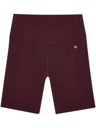 Anine Bing logo-plaque shorts - Red