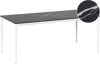 Beliani Garden Dining Table SOVARETO 180 cm 90 cm Marble Effect Black Marble