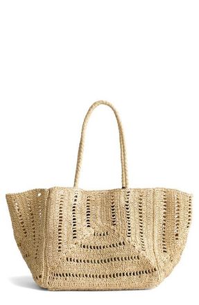 Madewell The Eyelet Raffia Shopper Tote in Natural at Nordstrom