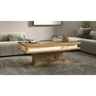 Dmora Mesa De Centro Leon, Mesita De Sal&oacute;n, Mueble Bajo, Mesa De Centro, 100x55h42 Cm, Arce Con Luz Led - Dmora