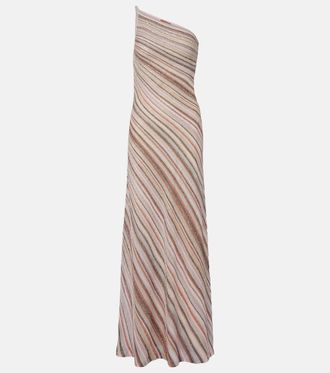 Missoni Sequined one-shoulder lam&eacute; maxi dress