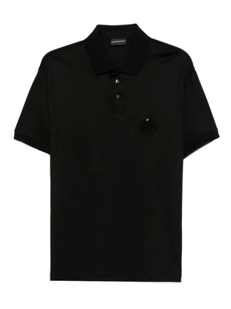 Emporio Armani logo-patch polo shirt - Black