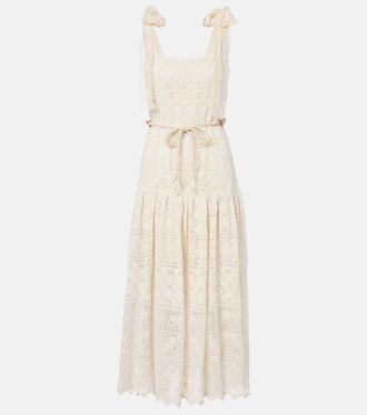 Zimmermann Indra belted cotton lace midi dress
