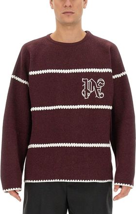 Palm Angels Monogram Striped Sweater-Uomo
