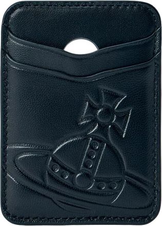 Vivienne Westwood Mag Safe Leren Kaarthouder - Heren - Portefeuilles - Zwart - ONE Size - Leer - Accessoires