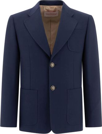 Valentino Heren, Jassen, Blauw, Maat: XL Wol