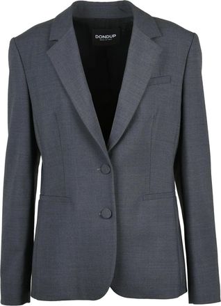 Dondup Grey Virgin Wool-Blend Tailored Blazer