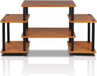 Furinno Turn-N-Tube No Tools Entertainment Center, Light Cherry/Black