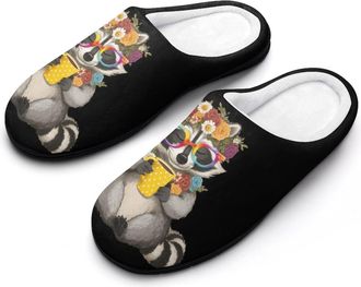 Generic Animal Raccoon Coffee Womens Slippers Winter Warm House Shoes Indoor Outdoor Hotel Slipper