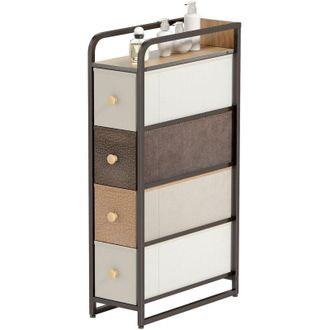 HOMCOM Cassettiera 4 Cassetti Pieghevoli in Tessuto 20x47x84.5 cm Multicolore