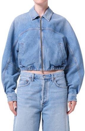 A Gold E Dixon Denim Bomber Jacket in Outbreak Medium Indigo at Nordstrom, Size X-Large