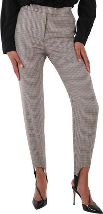 Burberry Houndstooth Check Stretch Wool Tailored Jodhpurs In Antique Yellow, Brand Size 4 (US Size 2)