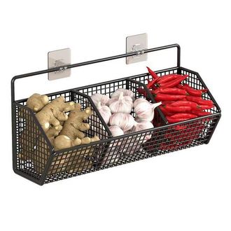 OEM Organizador De Cebolla, Jengibre Y Ajo - Cesta Para Verduras De Pared Negra, Especiero De Hierro, 368,415,3 Cm