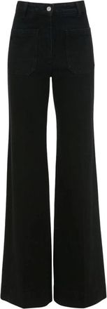 Victoria Beckham Alina Stretch Jeans - Dames - Wijde Broeken - Zwart - W24 - Katoen - Broeken