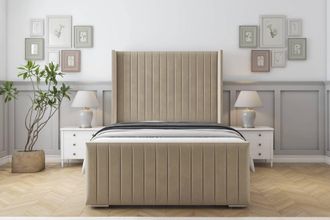Sloomy Marlborough Coniston Bed Frame With 50 Upholstered Wingback Headboard in Cream | Size: Super King
