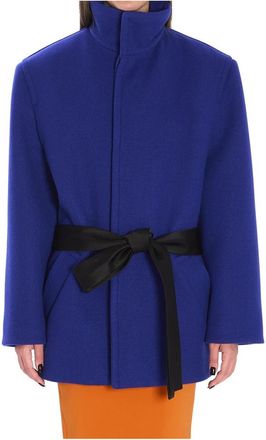 Saint Laurent Ms 48 Version Courte Coat - Dames - Zomerjassen - Blauw - M - Wol - Jassen