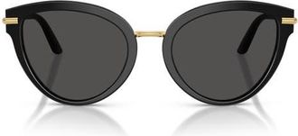 Dolce & Gabbana 55mm Butterfly Sunglasses in Top Black On Leo /Dark Grey at Nordstrom