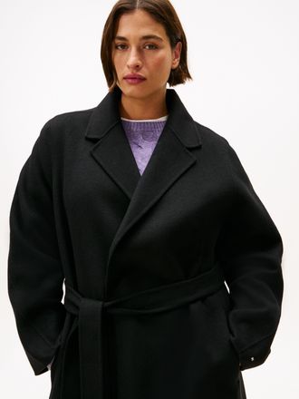 Tommy Hilfiger Kurzmantel »CRV DF WOOL REG BELTED MIDI COAT« in grossen Grössen, aus reiner Wolle