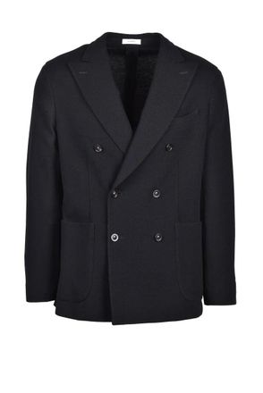 Boglioli Double-breasted Knit Blazer - Black