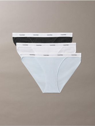 Calvin Klein Womens Cotton Stretch Rib 3-Pack String Bikini - Multi - XL