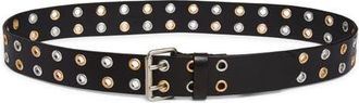 AllSaints Double Prong Belt in Black/warm Brass/antiq Nickel at Nordstrom, Size Medium