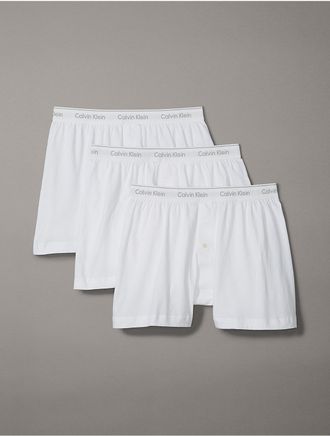 Calvin Klein Mens Cotton Classics 3-Pack Knit Boxer - White - XL