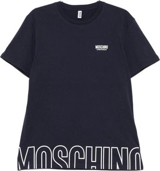 Moschino Blauwe Crew Neck Logo T-shirts - Heren - T-shirts - Blauw - M - Katoen - Tops