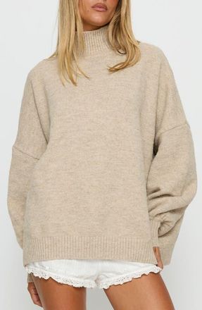 Princess Polly Patrizia Oversize Turtleneck Sweater in Beige at Nordstrom, Size X-Small