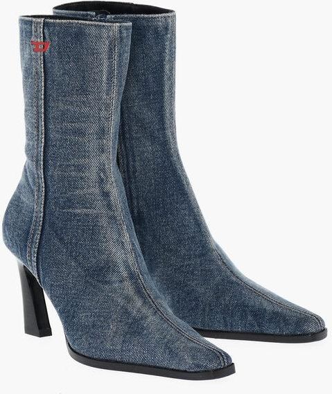 Denim Ankle Boots D-ALLAS with Side Zip and 8cm Heel size 39