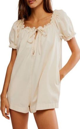 Free People Daisy Denim Babydoll Romper in Vanilla at Nordstrom Rack, Size X-Large