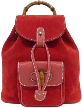 Gucci Pre-owned Vintage Rugzak - Dames - Vintage Rugzakken - Rood - ONE Size - Leer - Vintage