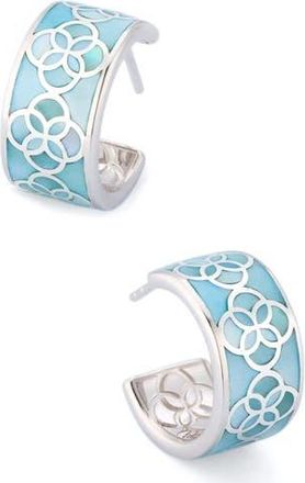 Jan Leslie Petal Gemstone Sterling Silver Huggie Earring in Blue at Nordstrom