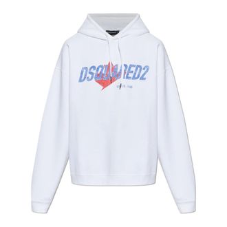 Dsquared2 Hoodies & sweatvesten, Heren, Wit, S, Katoen, Sweatshirt met Print