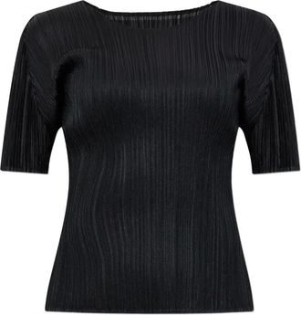 Pleats Please Issey Miyake T-shirt plissé - Nero