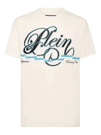 Philipp Plein Coursive Border t-shirt - men - glass/Cotton - S - White