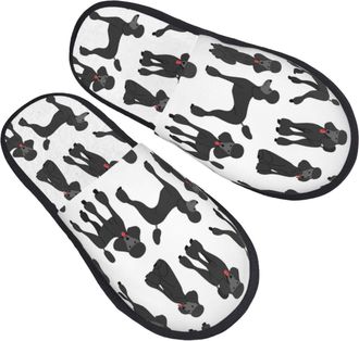 Generic House Slippers Black Poodle In Action Seamless Lightweight Fluffy Slippers Furry Indoor Shoes For Hotel Bedroom Ladies M