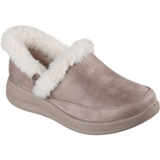 Skechers Cozy Escape Textile WoMens Taupe Slippers - Size UK 3
