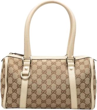 Gucci Pre-owned Boston Bag - Dames - Vintage Handtas - Beige - ONE Size - Leer - Vintage