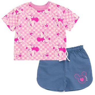 Disney Minnie Mouse 2-Piece Top and Shorts Set in Checkerboard Minnie at Nordstrom, Size 12M