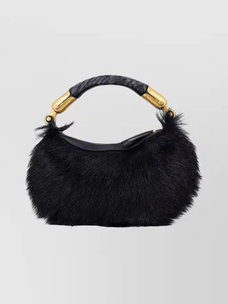 Balmain ebene mini fur tote bag
