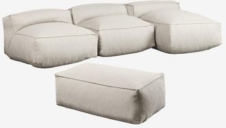 Sklum Sof&aacute; Modular Chaise Longue De 3 Piezas Y Puff Dojans Sklum