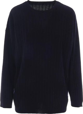 Fabiana Filippi Trui met ronde hals van ribgebreid materiaal - Dames - Ronde hals truien - Blauw - XS - Wol - Truien & Vesten
