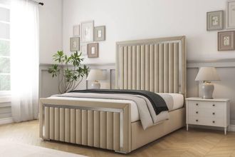 Comfort Beds Boston Chrome Coniston Bed Frame With Mattress-50 Upholstered in Cream | Size: Single