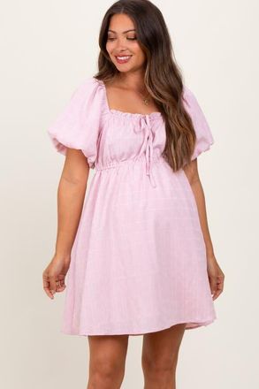 Pinkblush Textured Bubble Sleeve Maternity Mini Dress at Nordstrom, Size Small